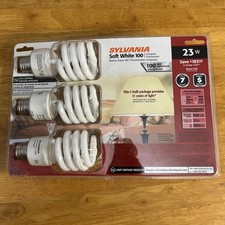 3 Sylvania Soft White 100W CFL Bulbs