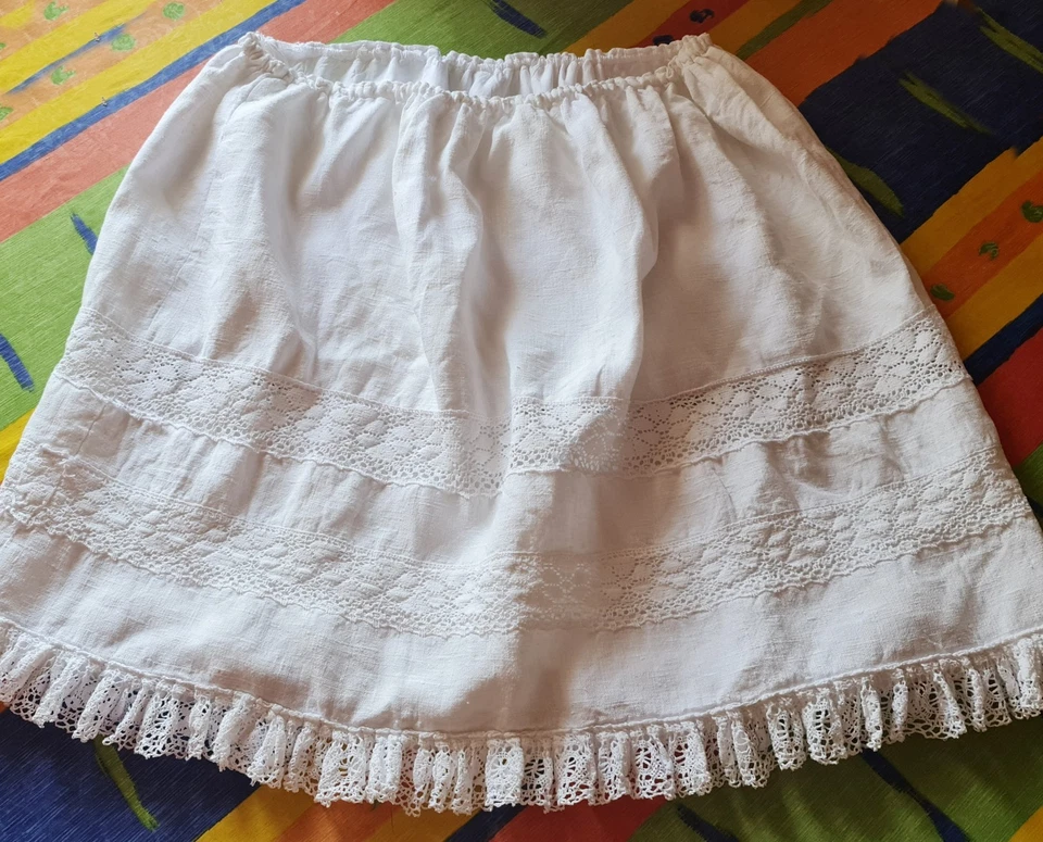 FALDA VINTAGE HECHA A MANO TRACHTEN OKTOBERFEST DIRNDL TIROL BLANCO MUJER: EE. UU. US18/46 Foto 4 de 4
