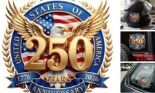 2pcs American Flag Car Stickers and Decals, USA 250th Anniversary Yellow Eagle