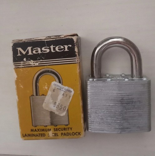 Vintage Master No. 5 Padlock w/ Box, MISSING KEY - Picture 1 of 6