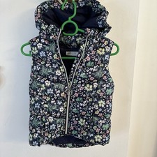 H M Floral Hooded Puffer Vest, Size 6X/7, Girls, Youth Outerwear Outdoors