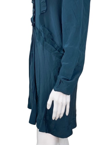 Isabel Marant Designer Femmes Salvia Vert Bouteille Soie Court Mini Robe L 38 - Photo 10 sur 16