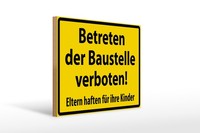 Holzschild Warnschild 40X30Cm Betreten Baustelle Verboten