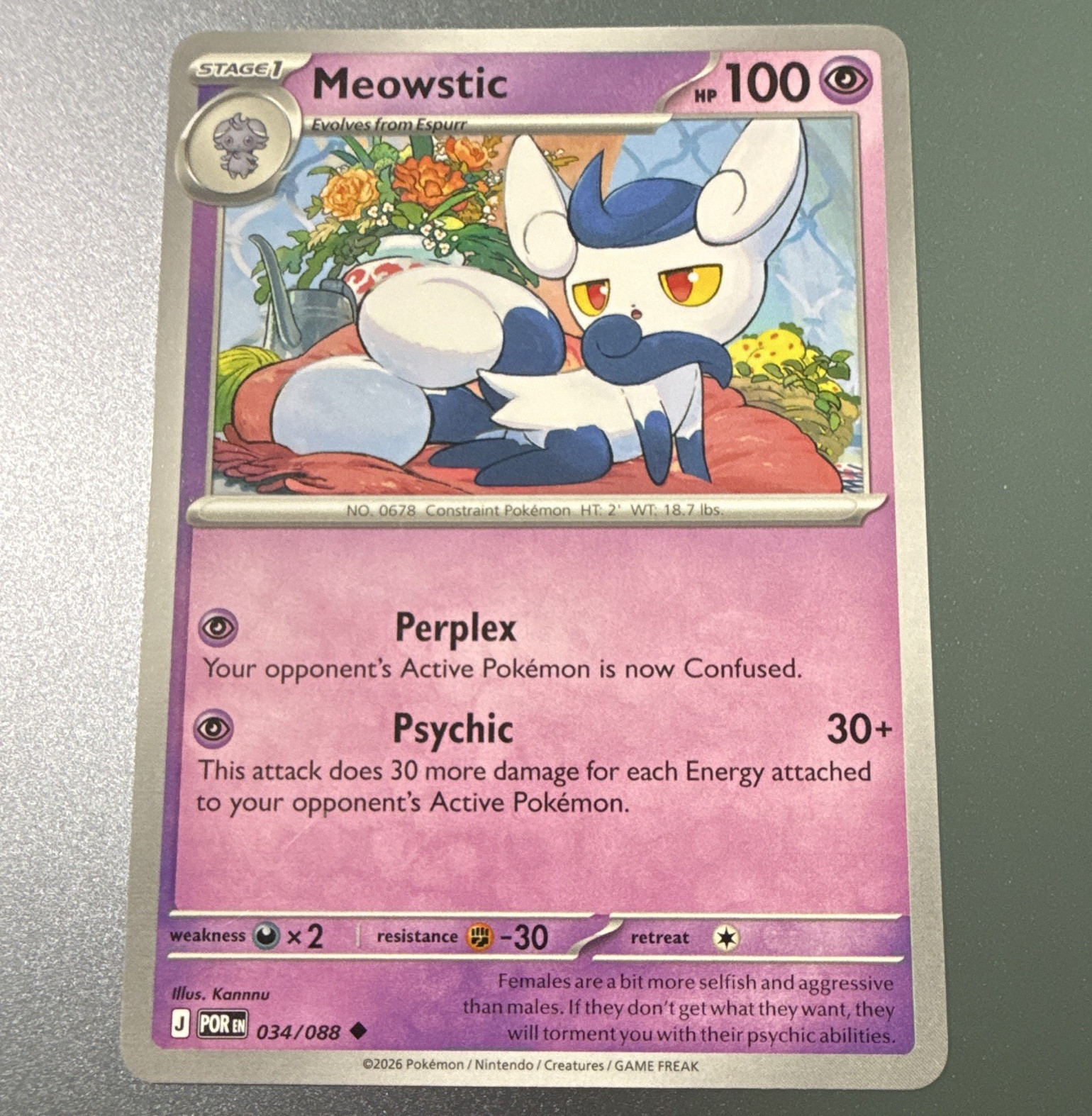 Meowstic 034/088 Perfect Order Uncommon Nintendo Pokemon TCG HP 100 Regular