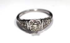 Vintage Sterling Silver Art Deco Filigree Solitaire Engagement Ring Size 6.5