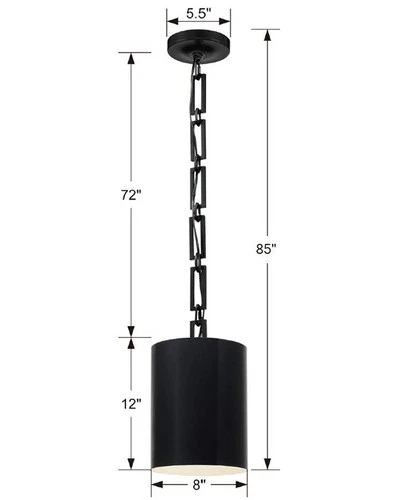 Crystorama Alston 8" Wide Matte Black 1-Light Cylinder Mini Chandelier - Picture 4 of 4