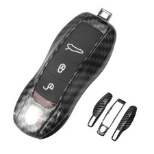 QBUC for Porsche Key Fob Cover,3-Piece Painted Universal, A:Carbon Look