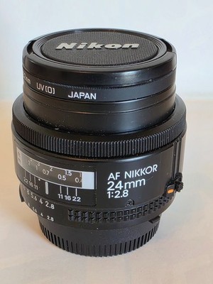 Nikon AF Nikkor 24mm 2.8 Lens w/Hoya 52mm UV Filter