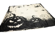 Halloween Queen Blanket Black White Gothic Pumpkins Spiders Soft Plush Throw
