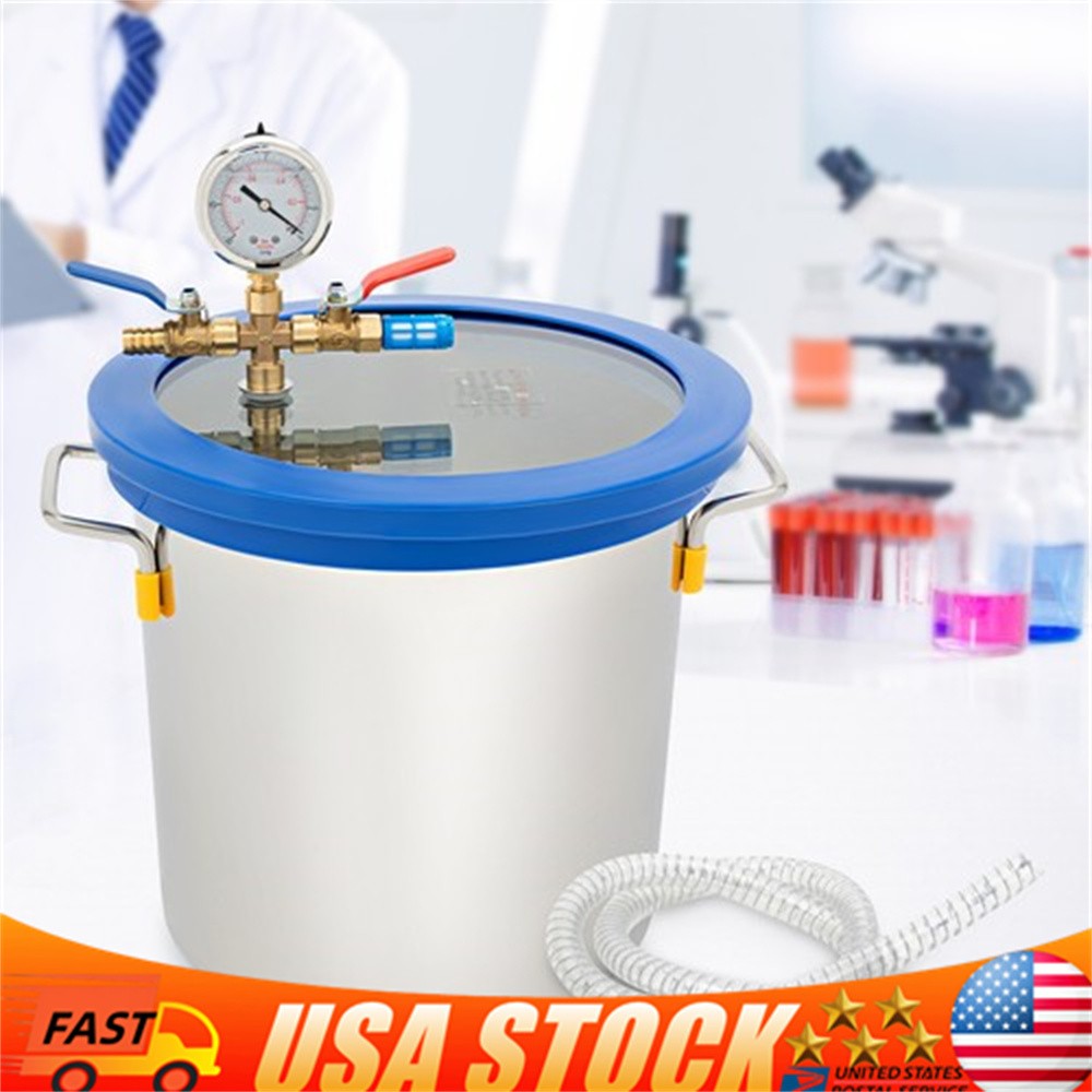3 Gallon Vacuum Degassing Chamber With Vacuum Gauge & Hose For Resin Casting