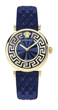 Versace Watch VE1CA0223 Blue Dial Gold Steel 35mm Swiss Quartz WR 50m