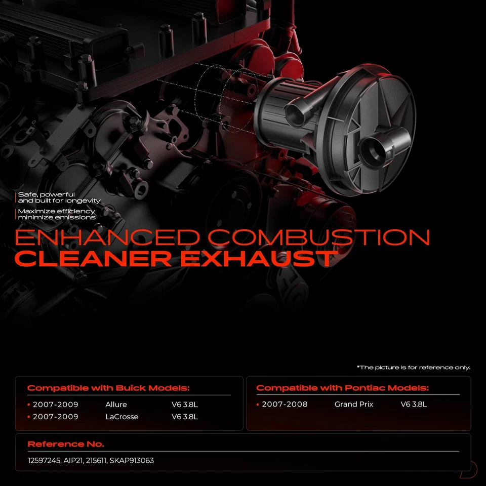 Secondary Air Injection Pump for Buick Allure LaCrosse 07-09 Pontiac Grand Prix - Image 2 of 4