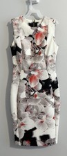 CALVIN KLEIN Floral Sheath Dress 2 Orchid Sleeveless Round Neck Knee Length