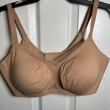 Honeylove Crossover Bra Tan Nude Wire-Free Mesh Detail Size XL 38D 38DD 38E