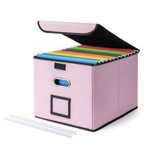 File Organizer Box with Lid, Large Hanging File Folder Organizer with Plastic...