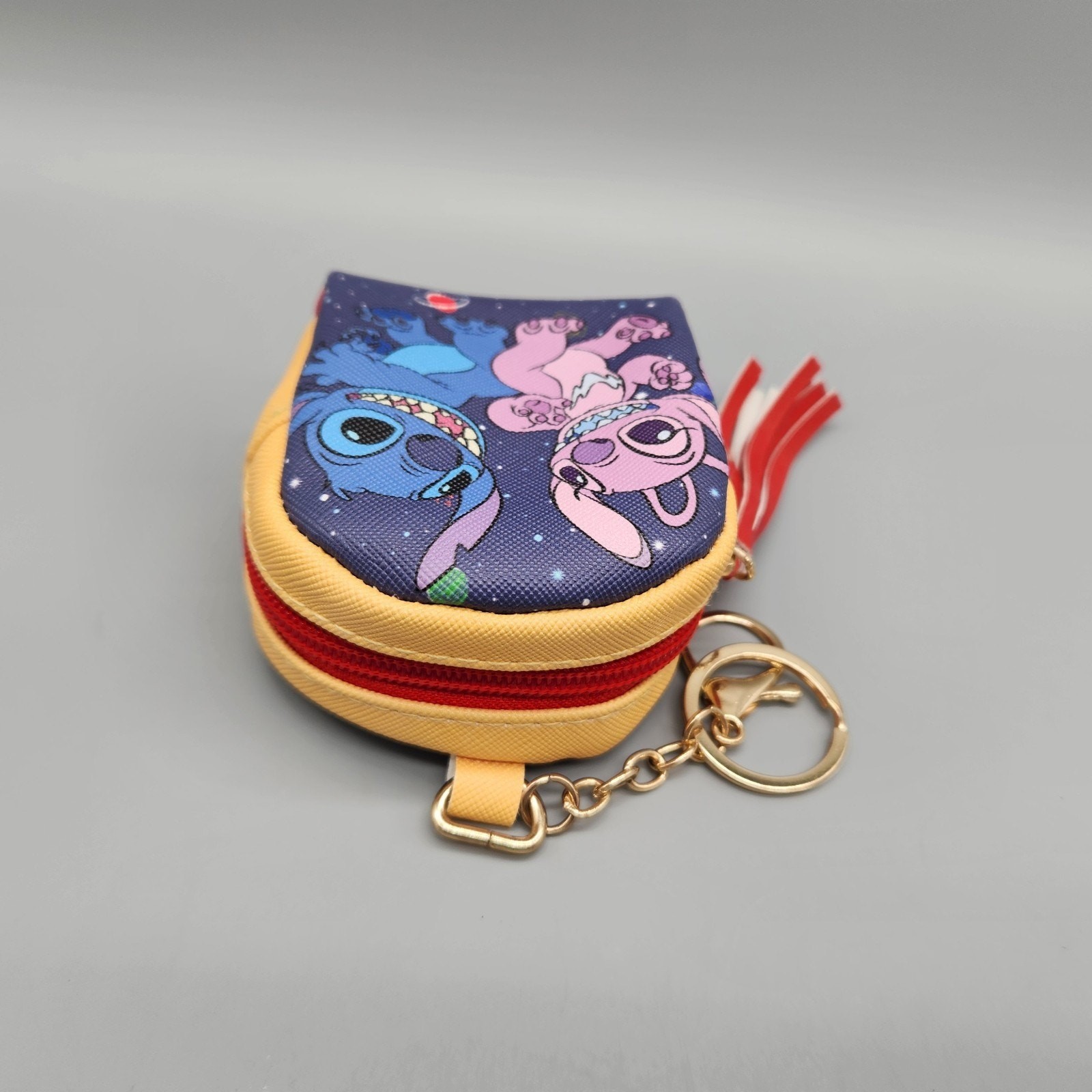 Disney Lillo & Stitch Mini Backpack Keychain Coin Purse Holder Pouch 3.5" Yellow