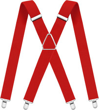 Mens Suspenders Adjustable Braces with 4 Strong Metal Clips Elastic X Back Heavy