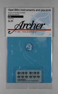 Archer 1/24 Opel Blitz Instruments and Placards (for Italeri kit No.305) AR35367