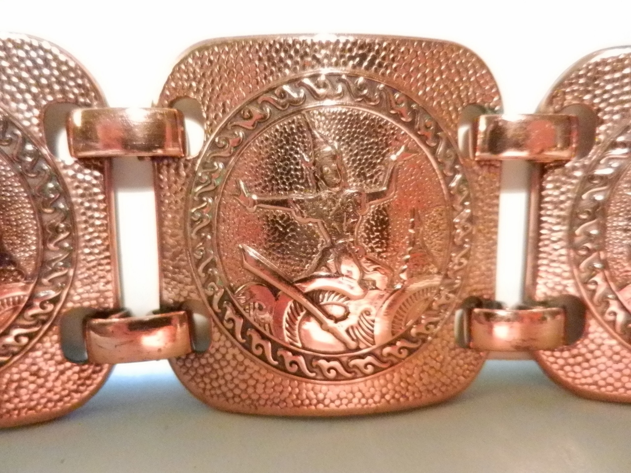 Solid Copper 1950's MCM.Square Links Bracelet~Emb… - image 3