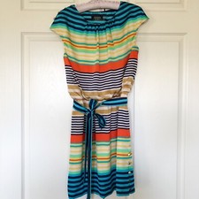 GUESS Multi Colored -Stripe Dress With Gold Buttons Size 8