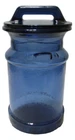 Vintage LE Smith Glass Cream Milk Can Canister Storage Cookie Jar Blue 10 1/2" T