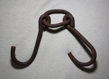 Antique Cast Iron Twin Hook ~ Hanger Tool Farm ~ Barn Find Primitive Rustic