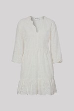  395 Milly Women's White Lace Brielle Cotton V-Neck Ruffled Shift Dress Size 0