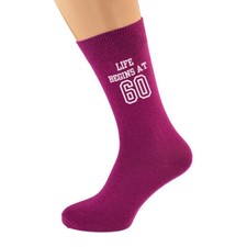 Life Begins at 60 1964 Maroon Cranberry Socks UK 5-12 N1267