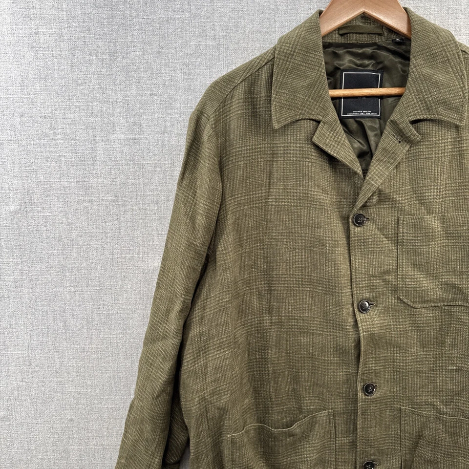 NEW Todd Snyder Chore Coat Mens XL Linen Olive Plaid Pockets Lightweight Adult - Image 2 of 4