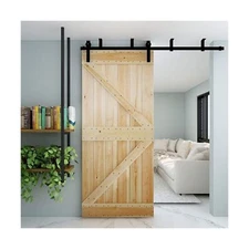 9FT Ceiling Mount Bracket Sliding Barn Door Hardware Kit Black,Strong Bearing...