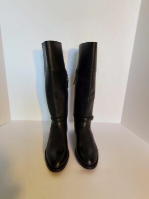 Ralph Lauren Lauren Knee High Women's Black Leather Zip Up Boots Size 6 NWT $265