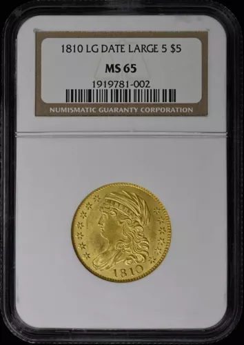 1810 LG DATE LARGE 5 Capped Bust $5 NGC MS65