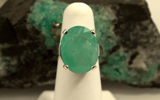 Size 5.5 12 Carat Natural Colombian Emerald Sterling Silver Ring