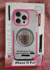 For Apple iPhone 15 Pro Case Mag Safe Clear Protective Bumper w/NEON PINK Trim
