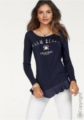 Tom Tailor Shirt mit Rüschensaum rose Gr. 34 Neu