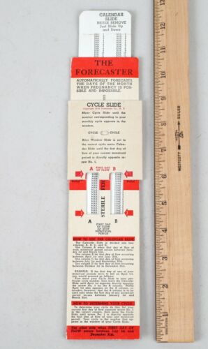 1948 The Forecaster Women&#039;s Menstrual Cycle Slide Rule Ovulation Predictor  