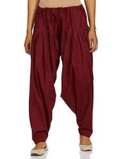 Cotton Women Patiala Salwar Regular Fit Salwar Pants Regular Maroon Free Size