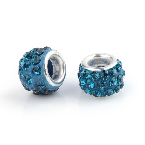 100pcs Rhinestone European Beads Large Hole Polymer Clay Spacer Bead 10~12mm - Picture 22 of 32