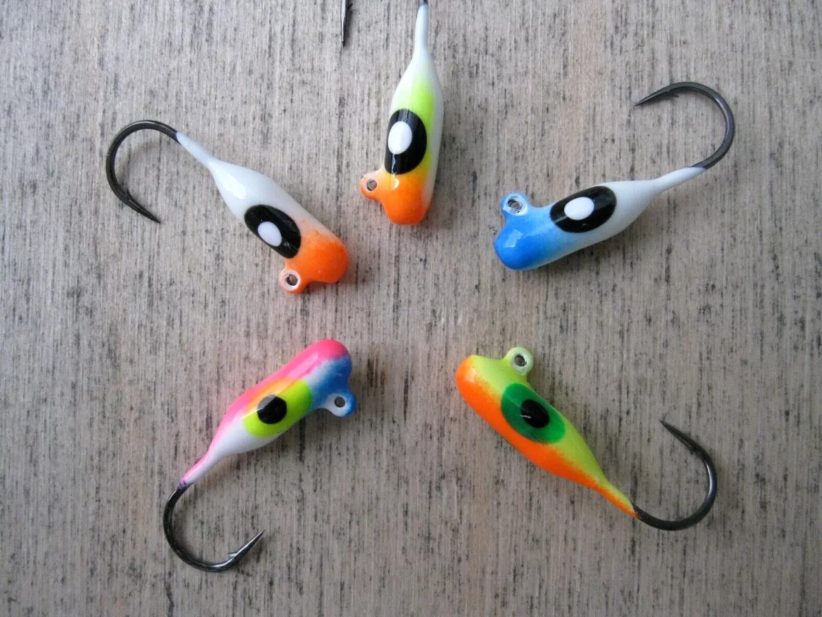 5 MORE STEELHEAD JIGS - ICE FISHING #6 hooks -also good for Perch