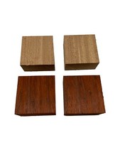 2 Pcs Honduran Mahogany,2 Pcs Padauk 4x4x2- Woodturning Blanks-Free US Shipping