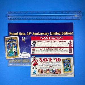 Walt Disney's PETER PAN 1998 Store Display Shelf Talker 45th Anniversary Promo! 