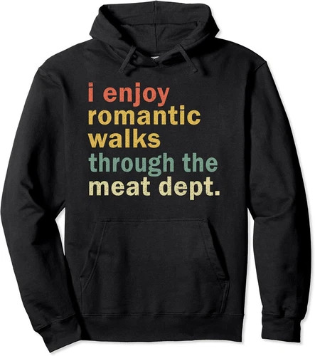 Hooded Sweatshirt✨Funny BBQ Grill Romantic Walks Meat Dept Meat Smoking Unisex◈