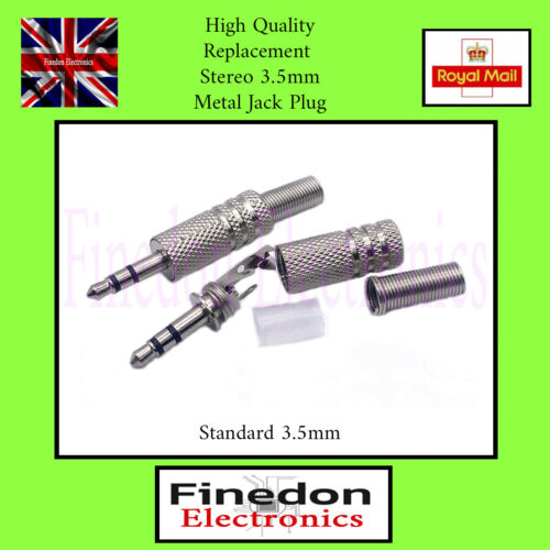Qualität Ersatz 3,5 mm Stereo Metall Buchse Stecker UK Verkäufer - Bild 1 von 1