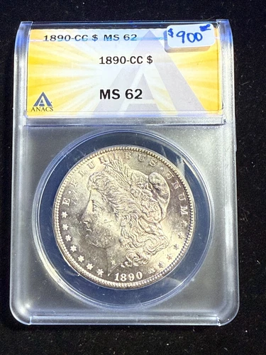 1890 CC MORGAN SILVER DOLLAR ANACS MS 62