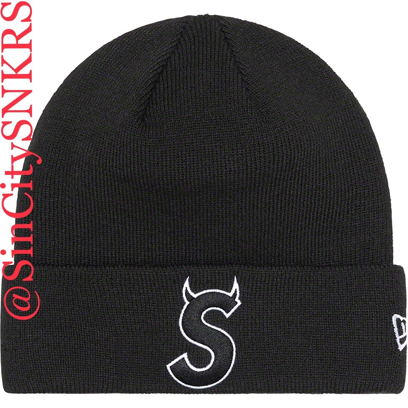 Supreme New Era S Logo Horns Beanie BLACK FW   New With Tags   eBay