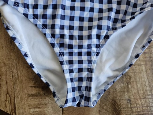 Gap Gingham Navy And White Halter One Piece Women's Underwire Swimsuit XS - Picture 2 of 7