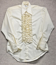 Vintage After 6 Button Up Men L Ivory Ruffled Tuxedo 70s