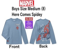 Marvel Spider-Man Boys Size M Medium 8 Graphic Long-Sleeve T-Shirt Blue New