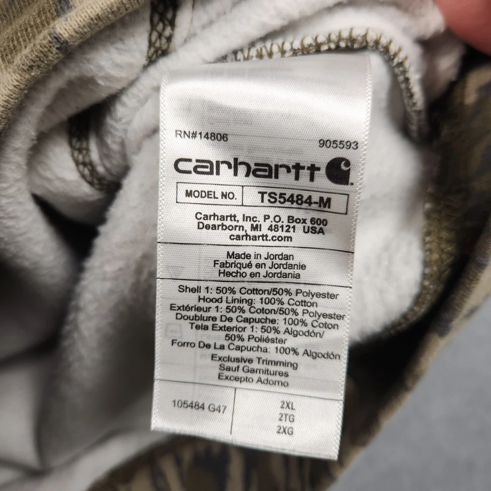 Carhartt Camuflada Sudadera con Capucha XXL Suelta Suelta Mossy Oak Bottomland Sudadera Chaqueta Foto 4 de 4