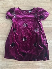 Cat  Jack Girls Maroon Velvet Short Sleeve Dress with Sequin Stars